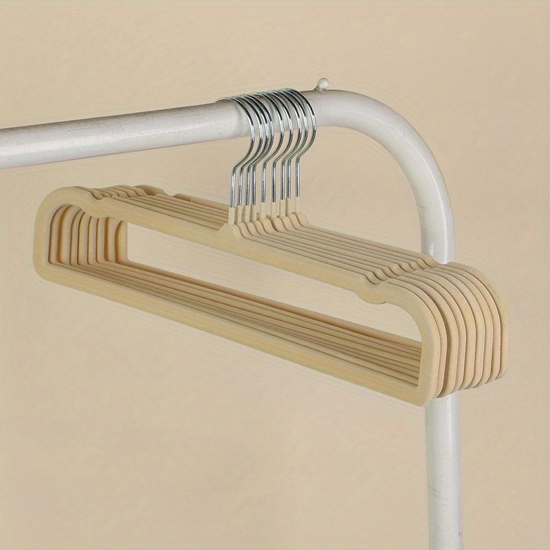 10-Pack Velvet Pants Hangers, Multi-Functional Non-Slip Polished Finish, Traceless Space-Saving Wardrobe Organizer for Adult Trousers