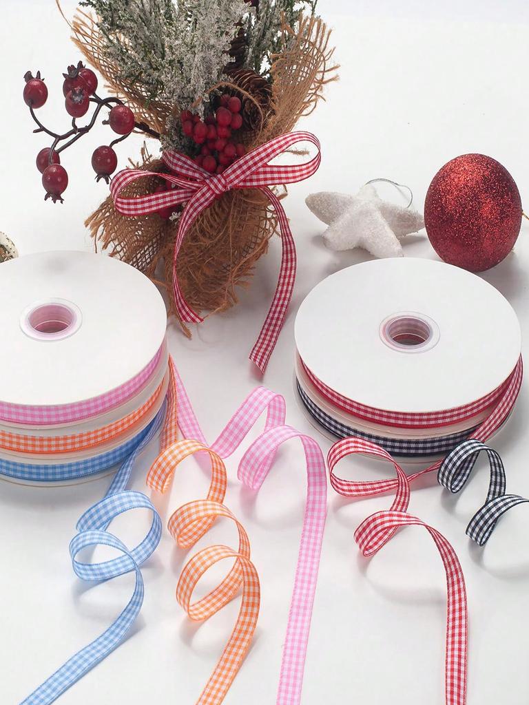 1 Rolle/2 Stück Rot-Weiß kariertes Band Valentinstags-Schleifenband Zum Geschenkverpacken Partydekoration Basteln Haaraccessoires