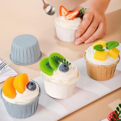 50Pcs High Temperature Resistant Cake Cups Greaseproof Paper Waterproof Easy Demould Disposable Food Grade Baking Cups