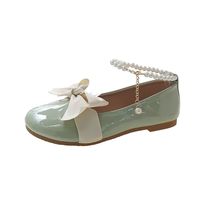 

2024 Butterfly Sweet Fairy Style Single Shoes Женские летние новые плоские туфли Pearl Universal 40 зелёный