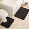 Inyahome Bathroom Rugs Sets 2 Piece Absorbent Contour Bath Rugs for Toilet Non Slip Dry Fast Bathroom Floor Mat U Shape Black
