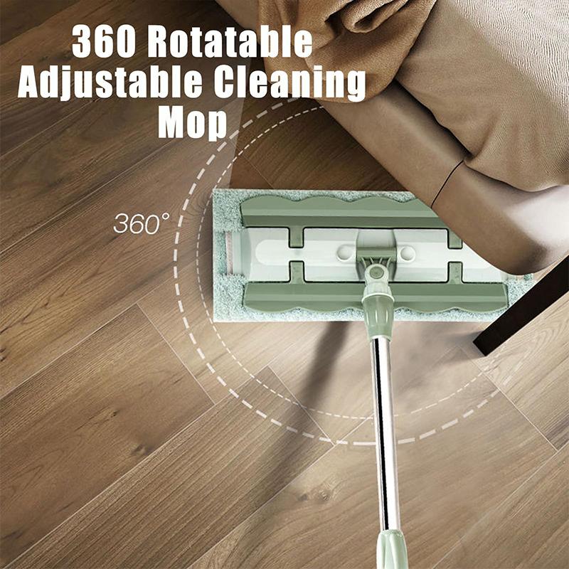 Thickened Dual-purpose Mop Detachable and Washable Mop Flat Mop with Stainless Steel Handle and Reusable Washable Mops Cloths