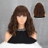 LISI HAIR Peruca longa bob sintética para mulheres, uso diário, preto e marrom, ondulado longo, com franja, fibra resistente ao calor, cabelo cosplay