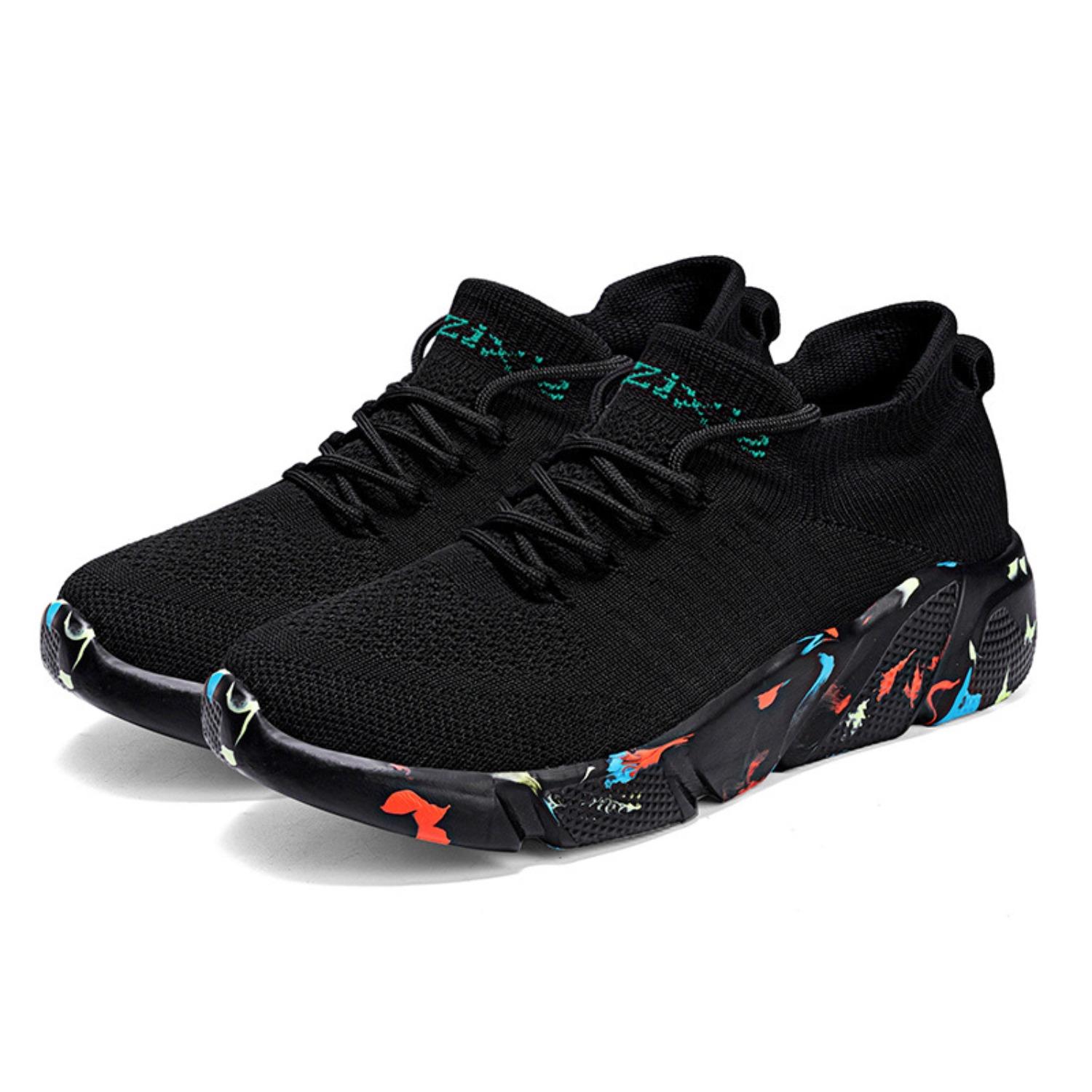 

2025 new summer flying woven single-layer breathable casual sneaker women Korean fashionable socks men s shoes lovers 47