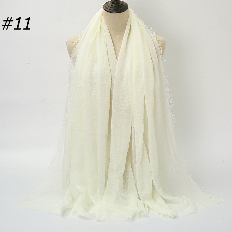 New Pleated Monochrome Cotton Solid Color Scarf, Naturally Pleated Human Cotton Hair Beard Edge Large Size Women's Headscarf B