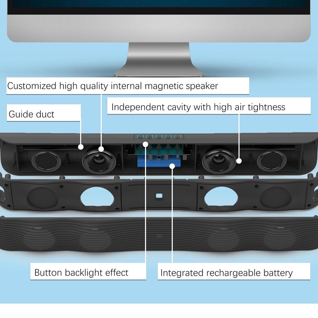 Wireless Bluetooth Sound Bar Speaker Wired Surround Stereo Home Theater TV System TF Card USB Play Remote Control Power Sound Speaker