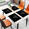 4 Highland Cow Placemats, 12.0x 18.0inch Square Table Mats, Black and White Fashion Print, Hand Wash Only, Suitable for Dining, Kitchen, Parties, and
