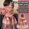 Soft Shawl Wrap Windproof Neck Warmer Casual Plaid Scarf  for Women