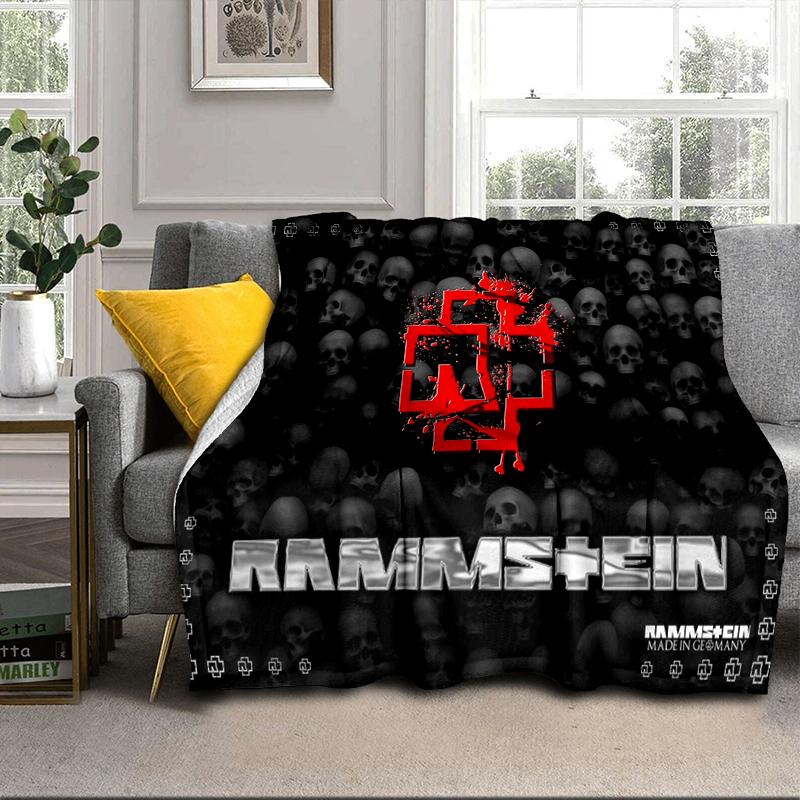 Ramm-stein Skulls And Logo Blanket Flannel Blanket for Bed, Sofa, Camping, Hiking, Picnic Essentials, Gift for Family Fan Gifts