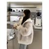 VAYLA Spring Winter Hairy Shaggy Soft Thick Warm Faux Fur Coat Women with Hood Fluffy Jacket Fake 2 Piece Clothes