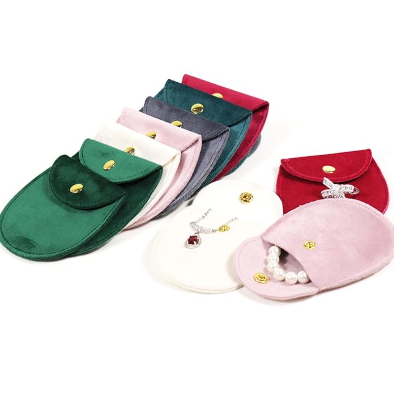 Pack of 15 Elegant Oval Flocking Pouches for Jewelry Storage Soft and Sturdy Portable for Gifting and Display Solution