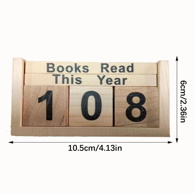 Wooden Books Read This Year Counter Sign for Tracking Reading Progress Numbered Desktop Ornament Book Enthusiasts Gift