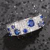 Newly Women Rings Blue/Crystal Cubic Zircon Silver Color Rings for Wedding Engagement Party Modern Fashion Female Jewelry