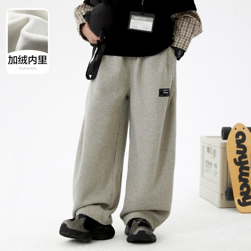 Boys Winter Fleece Lined Sweatpants Loose Fit Wide Leg Pants 2026