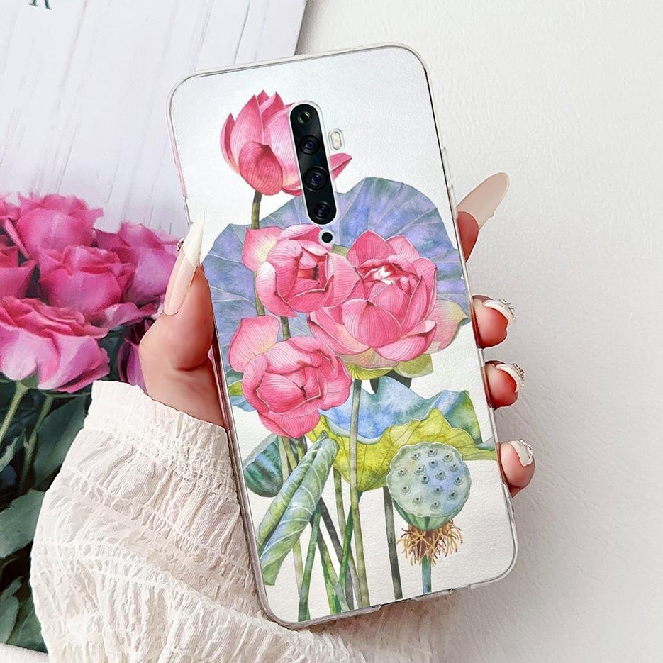 For Oppo Reno 2 Case Reno 2F 2Z Stylish Flowers Painted Cover Soft Slim Phone Case For Oppo Reno2 F Z Reno2F Reno2Z Fundas Coque