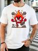 Mad Fire Cartoon Mascot Print Unisexs Soft Cotton Crew Neck Short Sleeve Tee Loose Casual Summer Outdoor Daily Street Wear For Unisex