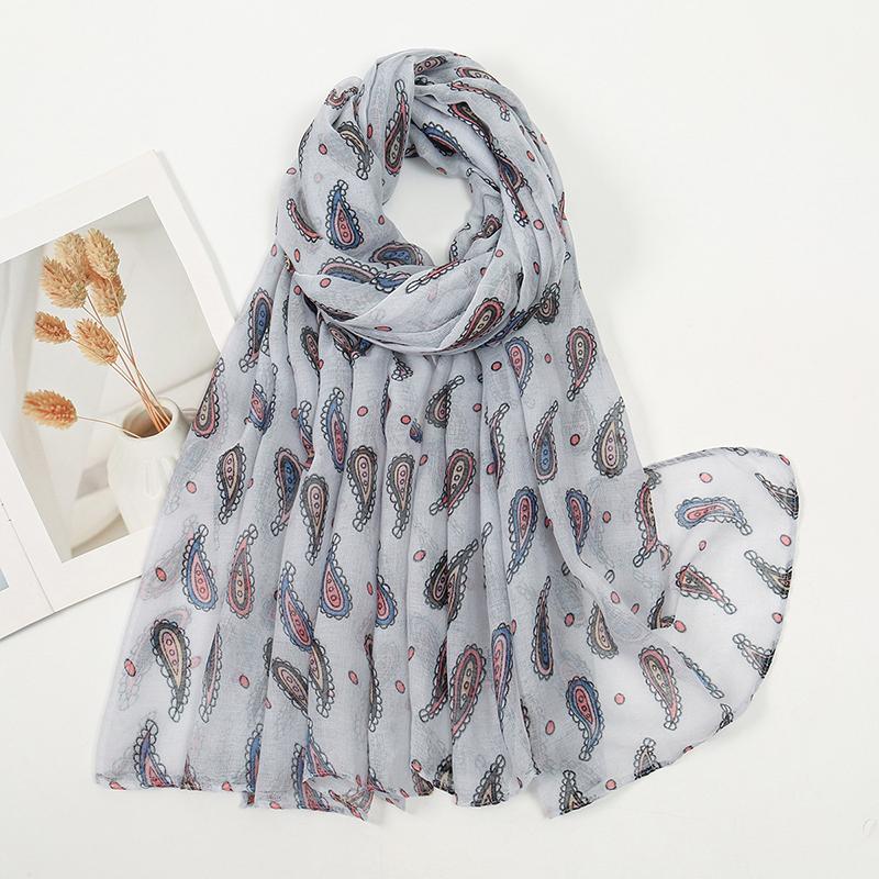 Elegant Women Retro Silk Scarf Print Wrap Shawl Lady Bandanas Hijab Boho Beach Long Scarve Pareo Headscarf Fashion Korean New