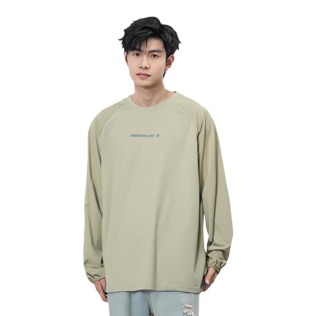 Li Ning CF Series Round Neck Loose Quick-Dry Knitted Long Sleeve T-Shirt Men Tops Lime ATLU155-1