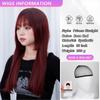 Deep Red Wig Long Sprincess Traight Bangs 22 Inch  Fiber Synthetic Heat-resistant Natural Party or Selfie For Women Korean Fashion