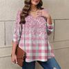 Women's Plus Size Fashion Printed Casual Pleated Round Neck Long Sleeve Top
