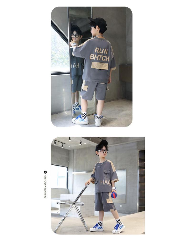 2025 Boys' Trendy Summer Short Sleeve Set - Stylish and Lightweight for Mid-to-Big Kids