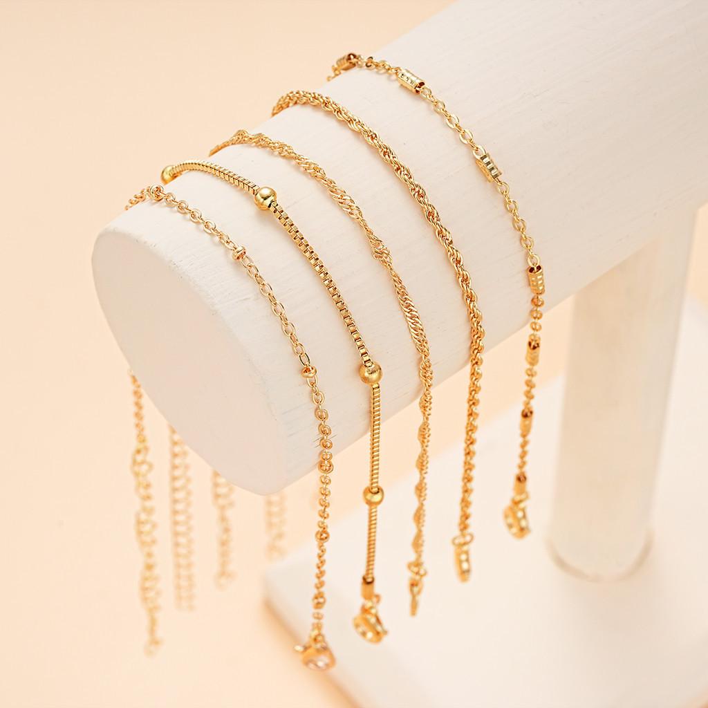 

IF ME 5 шт./компл. простой золотой ножной браслет для женщин, круглые браслеты-цепочки, ювелирные аксессуары