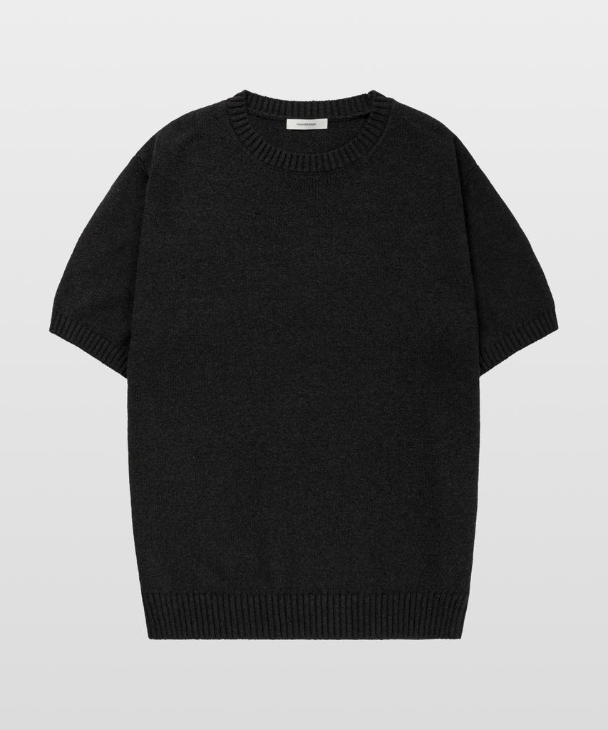 MANNERGRAM Upw Washable Cotton Round Short Sleeve Knit Dark Gray