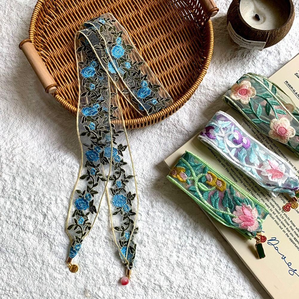 Printed Floral Scarf Sweet Narrow Long Scarves Retro Embroidered Lace Scarf  Bag Decoration