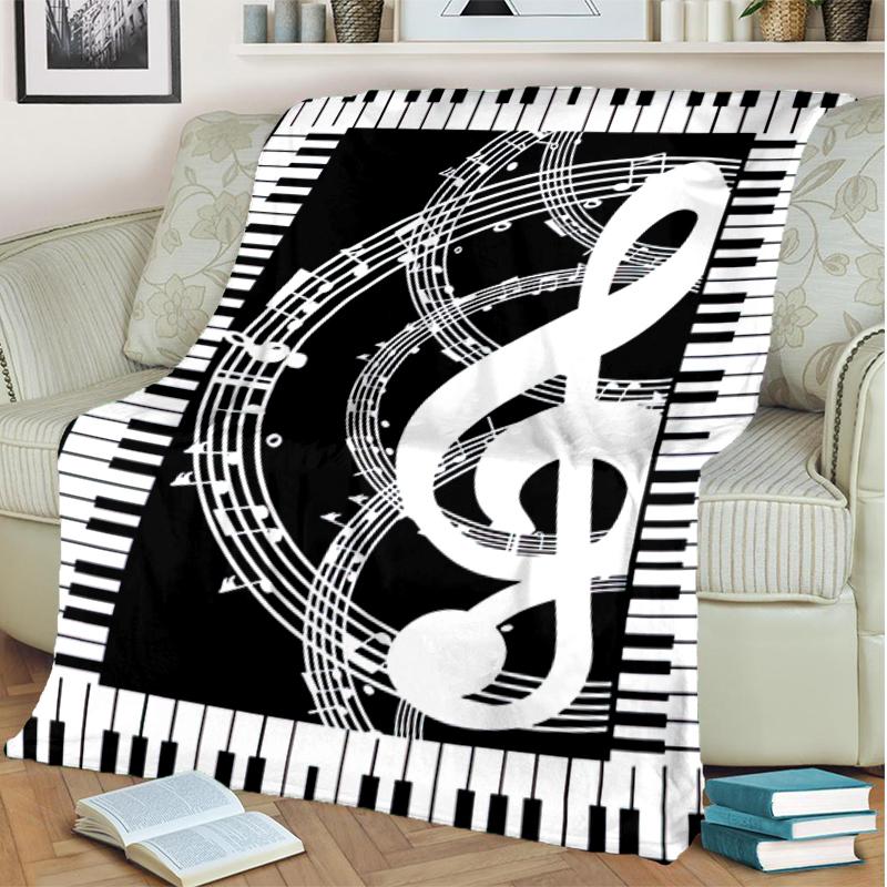 1PC Musical Symbols Music Printed Blanket, All Season Lightweight Home Office Outdoor Nap Multifunctional Blanket A19