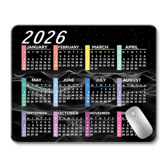 2026 Calendar Mouse Pad Rectangle Waterproof Home Office Gaming Computer Laptop Mousepad Desk Mat with Non-slip Rubber Base PC Accessories