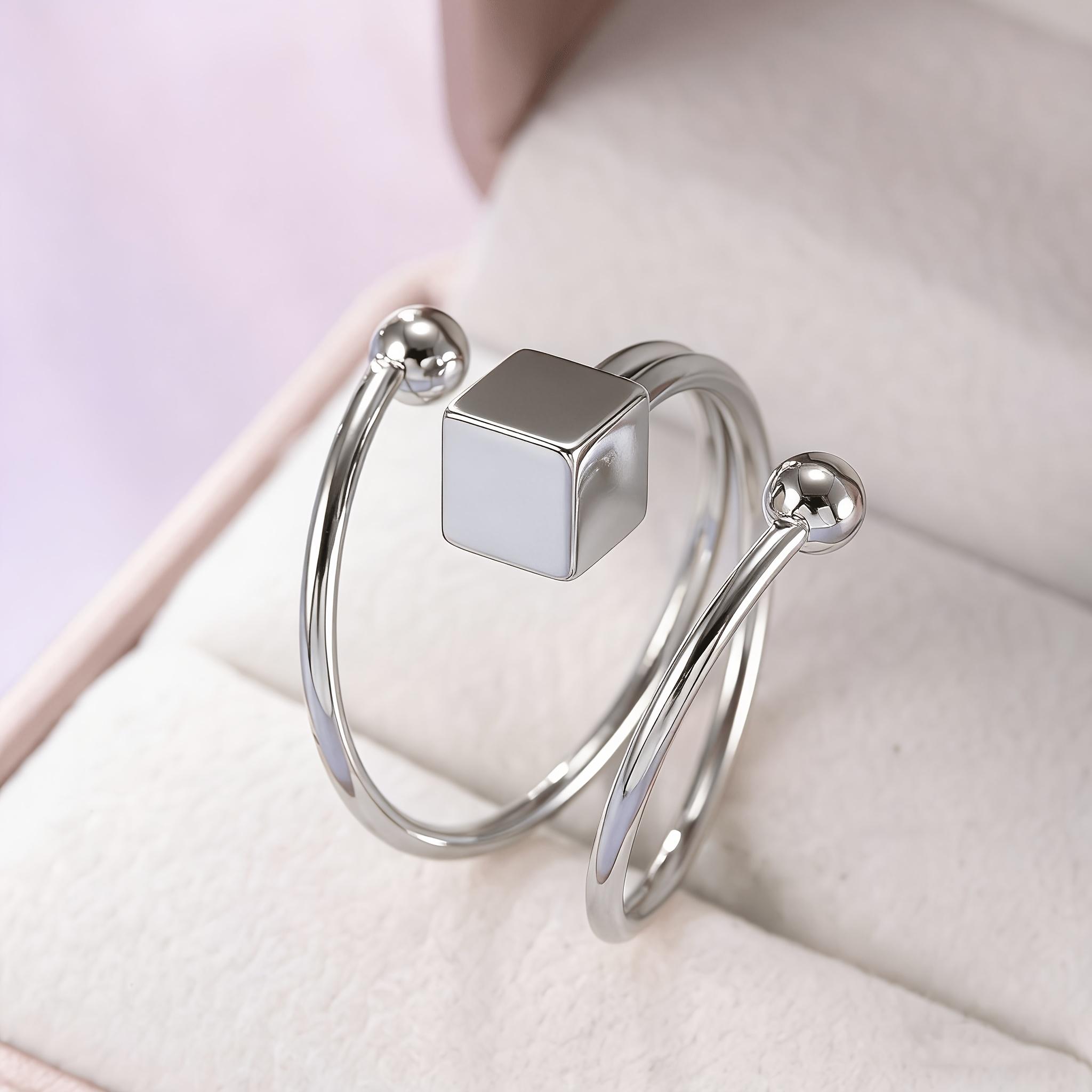 

1pc of Square Open Geometric Curved Single Ring, Retro Elegant Style Suitable for Women S Daily Wear, Parties, Vacations Or Gifts