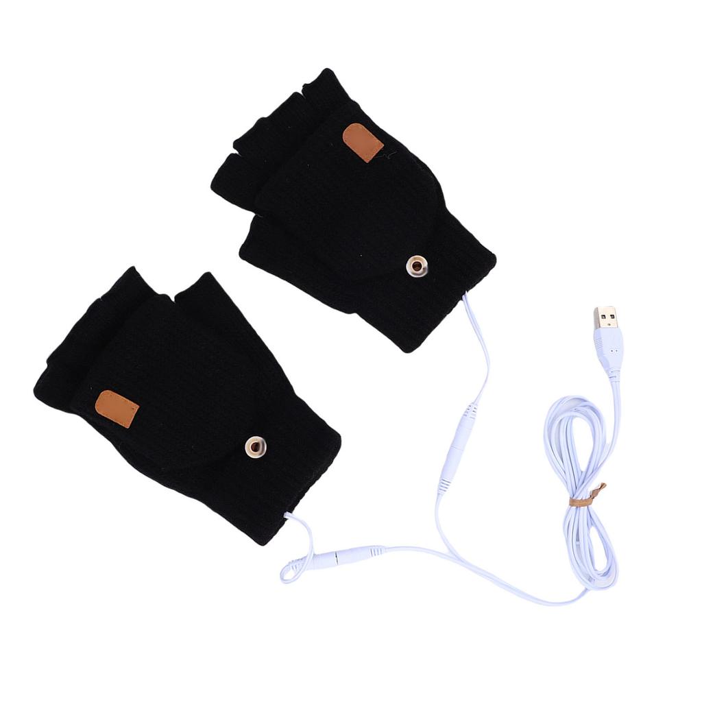 USB Heated Gloves Fingerless for Men Women Acrylic   Electric Hand Warming Gloves for Winter Skiing Gaming
