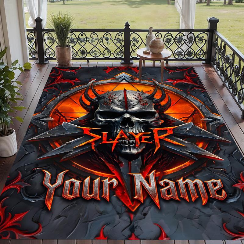 Custom Name Slayer Crystal Velvet Floor Rug Personalized Text Soft Carpet Home Decor