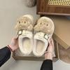 Women's Baotou plush slippers padded warm winter thick bottom heightened home slippers casual walking indoor shoes snow cotton slippers