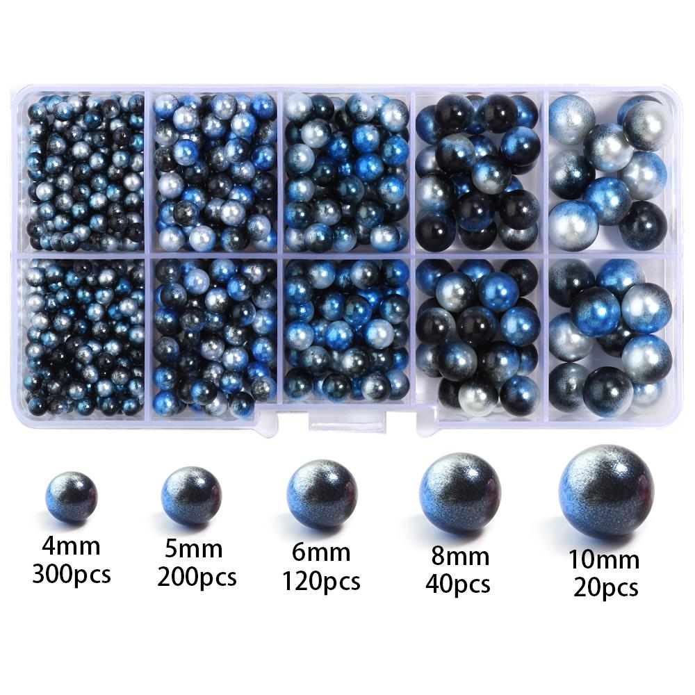 

10 grides No Hole Mermaid Color ABS Imitation Pearl Beads Jewelry Beads Kit Gradient Round Loose Beads For Jewelry Making Kits