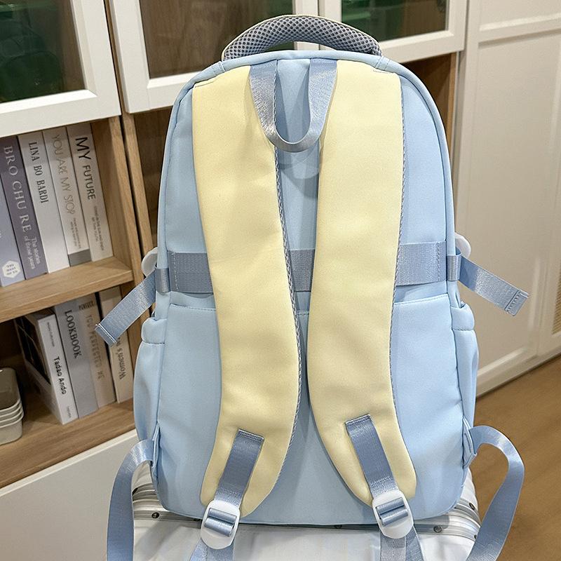 Schoolbag Japanese new high-value fresh and sweet contrasting splicing backpack junior high school students lightweight large-capacity backpack