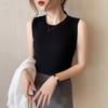White bottomed vest for women inside and summer outside, tight short small suspenders, ice silk thin knitted sweater, sleeveless top.