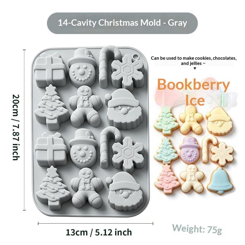 Christmas Silicone Chocolate Baking Molds For Cake Toppers,Santa Clause Snowman Xmas Tree Presents Gingerbread Stockings Molds