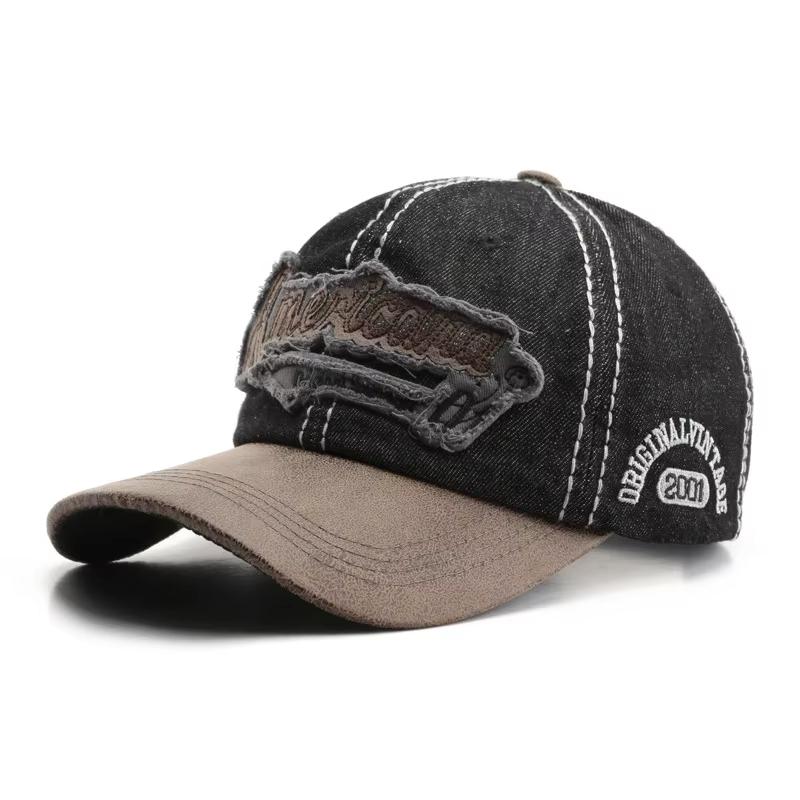 New Denim Patchwork Baseball Cap Fashion Letters Embroidery Long Brim Peaked Hat For Men Women Hip Hop Caps Streetwear