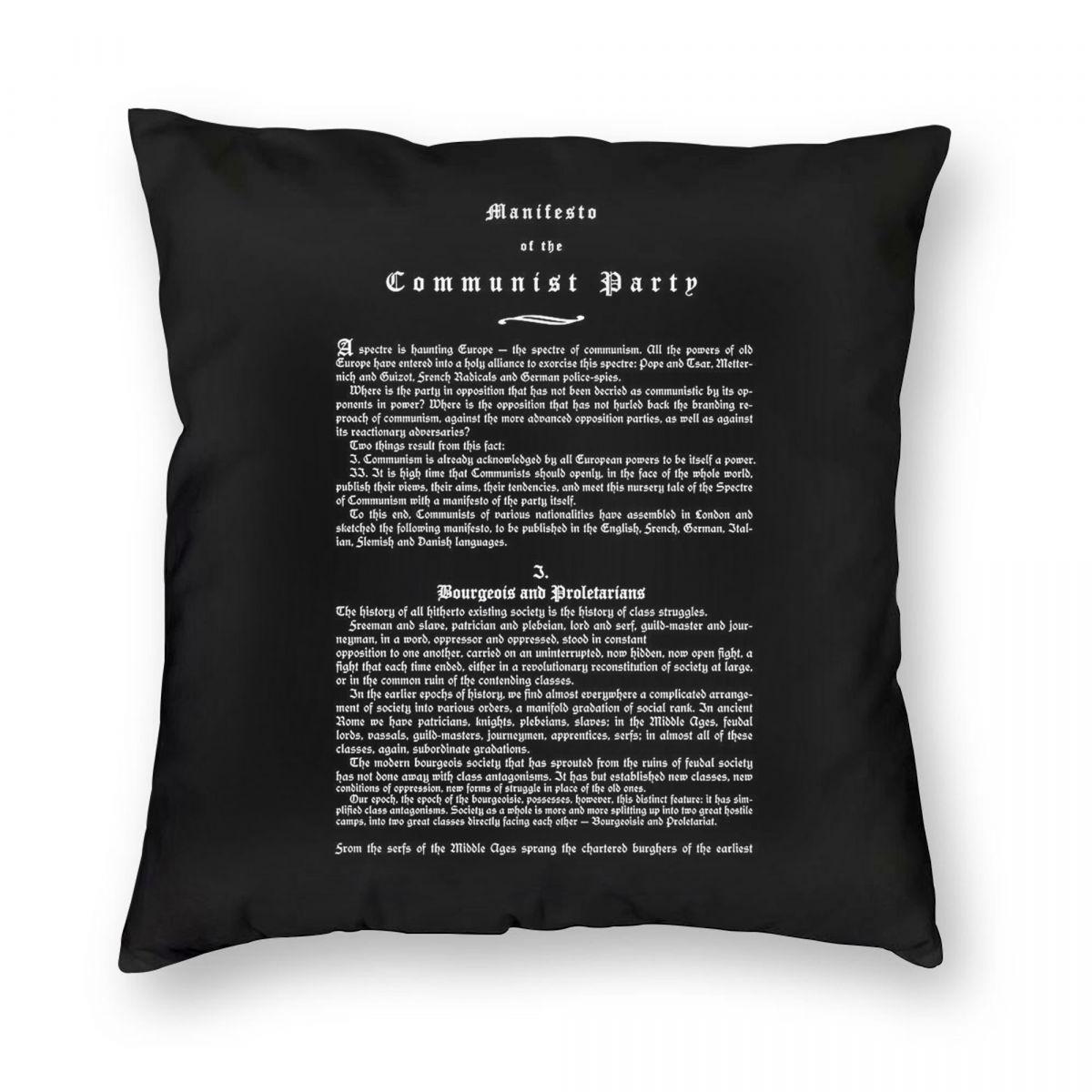 The Communist Manifesto Square Pillowcase Polyester Linen Velvet Printed Zip Decor Throw Pillow Case Home Cushion Cover 18 Peach skin 18*18(CM)-1Pcs