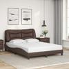 Vidaxl Bed Frame with Headboard, Brown, 140X190 Cm, Faux Leather