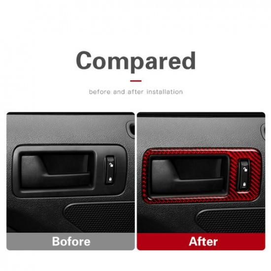 2Pcs For Ford Mustang 2009-13 Red Carbon Fiber Door Handle Bowl Sticker Cover