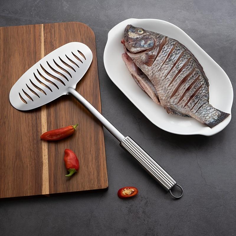 1PC Stainless Steel Fish Steak Flip Spatula - Multifunctional Scratch Resistant Grill, Frying, Baking