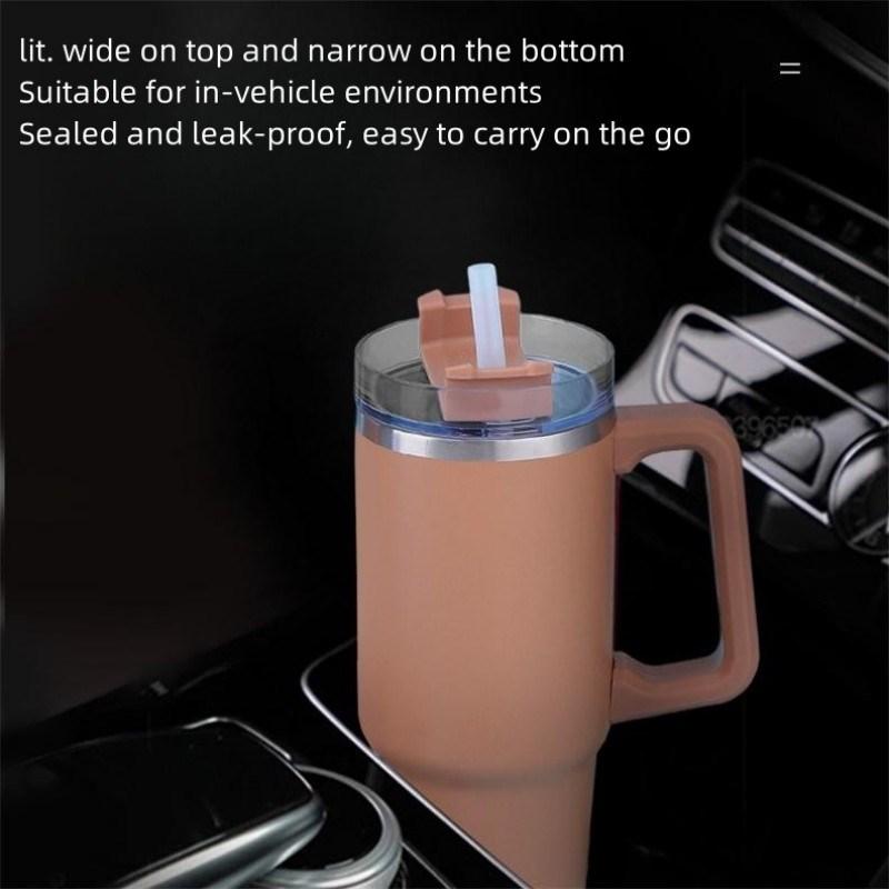 900ML Metal Vacuum Insulated Cup Stainless Steel Portable Water Cup Refrigerated Vacuum Insulated Straw Leak-proof Lid
