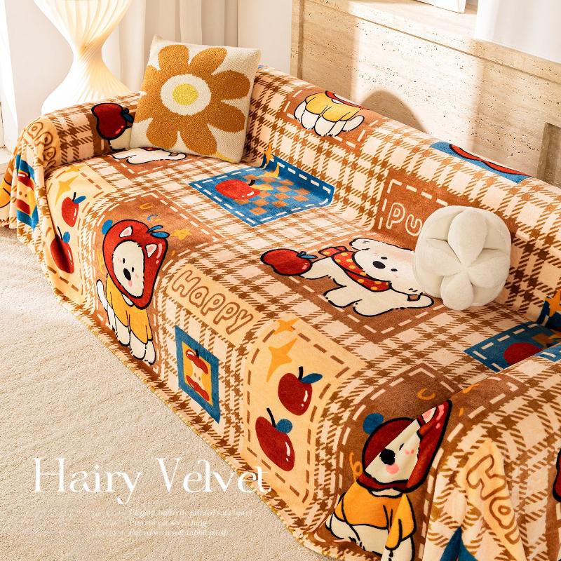 Cute Cartoon Sofa Cover Thickened In Winter New Blankets Suitable for Non-slip Pads In Autumn and Winter Home Textile Products
