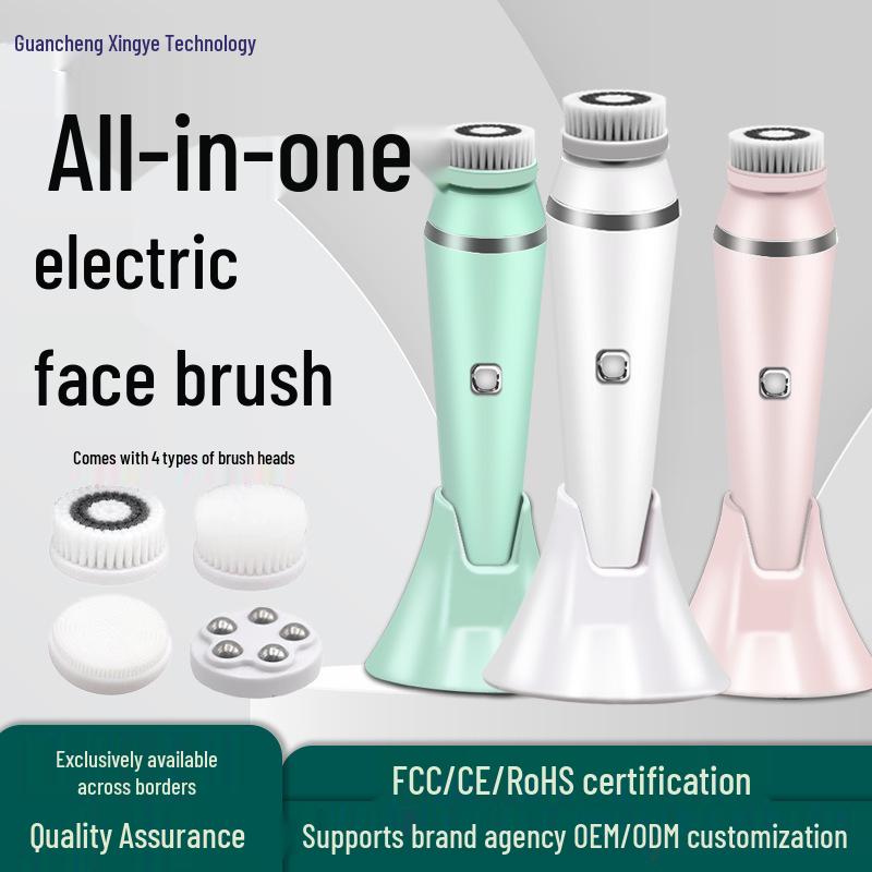 Rechargeable Waterproof Ultrasonic Facial Cleansing Brush with Multi-Head Pore Cleaner белый