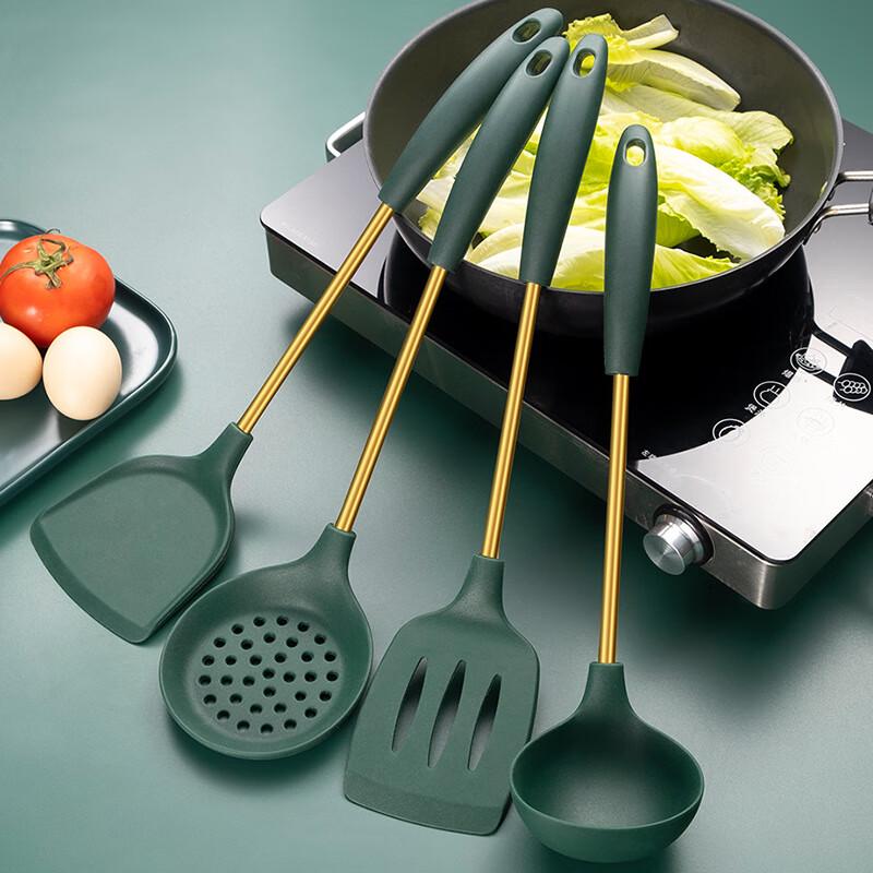 IBOER Silicone Non-stick Kitchen Utensils with Long Handle
