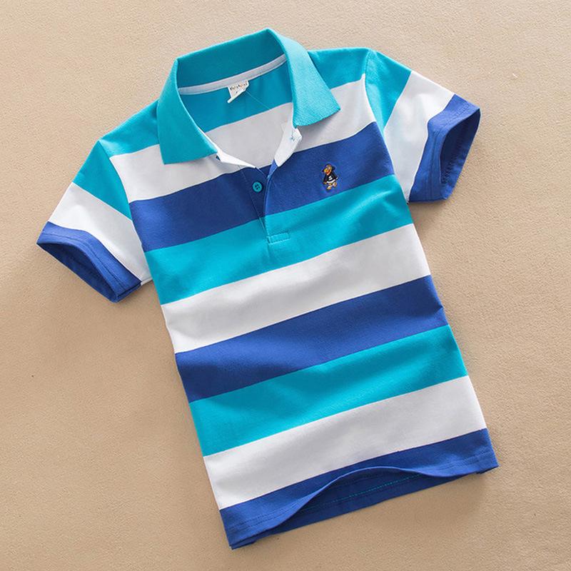 Boys and Girls Short-sleeved T-shirt Summer POLO Shirt Children's Clothing Pure Cotton Korean Style Big Children's Lapel Bottoming Shirt