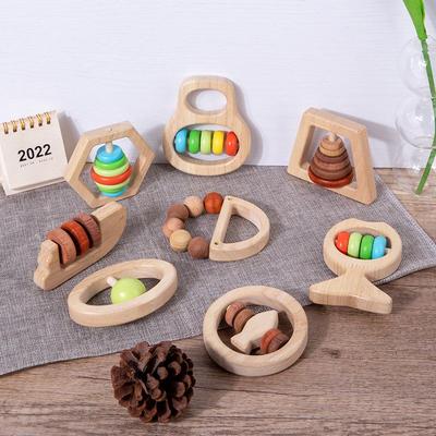 Wooden Baby Rattle: Soothing Teething Toy for Infants