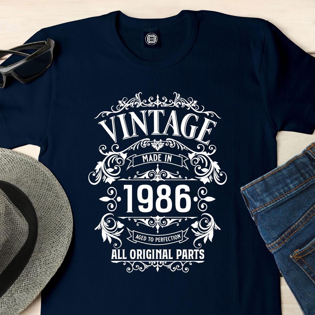 Unisexs Casual 40th Birthday Tshirt 1986 Vintage Style All Components Are Original Summer Shortsleeved Sports Top